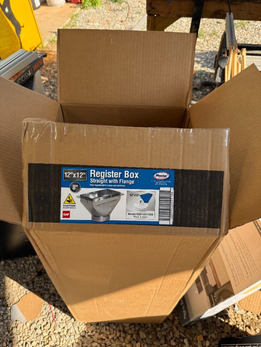Master Flow 12" x 12" to 8" Universal Register Box with Flange Galvanized Steel